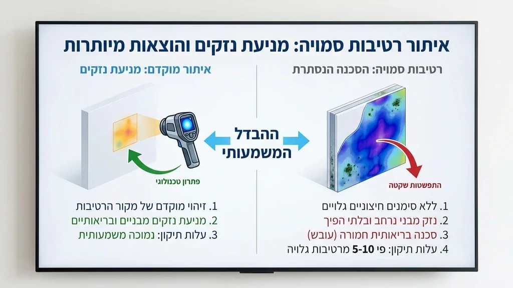מהנדס מבצע סריקה תרמית לאיתור רטיבות בקיר