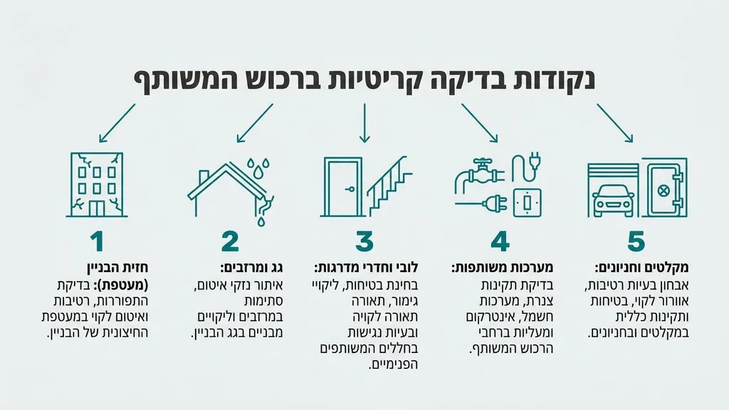 מהנדס בוחן את חזית הבניין המשותף